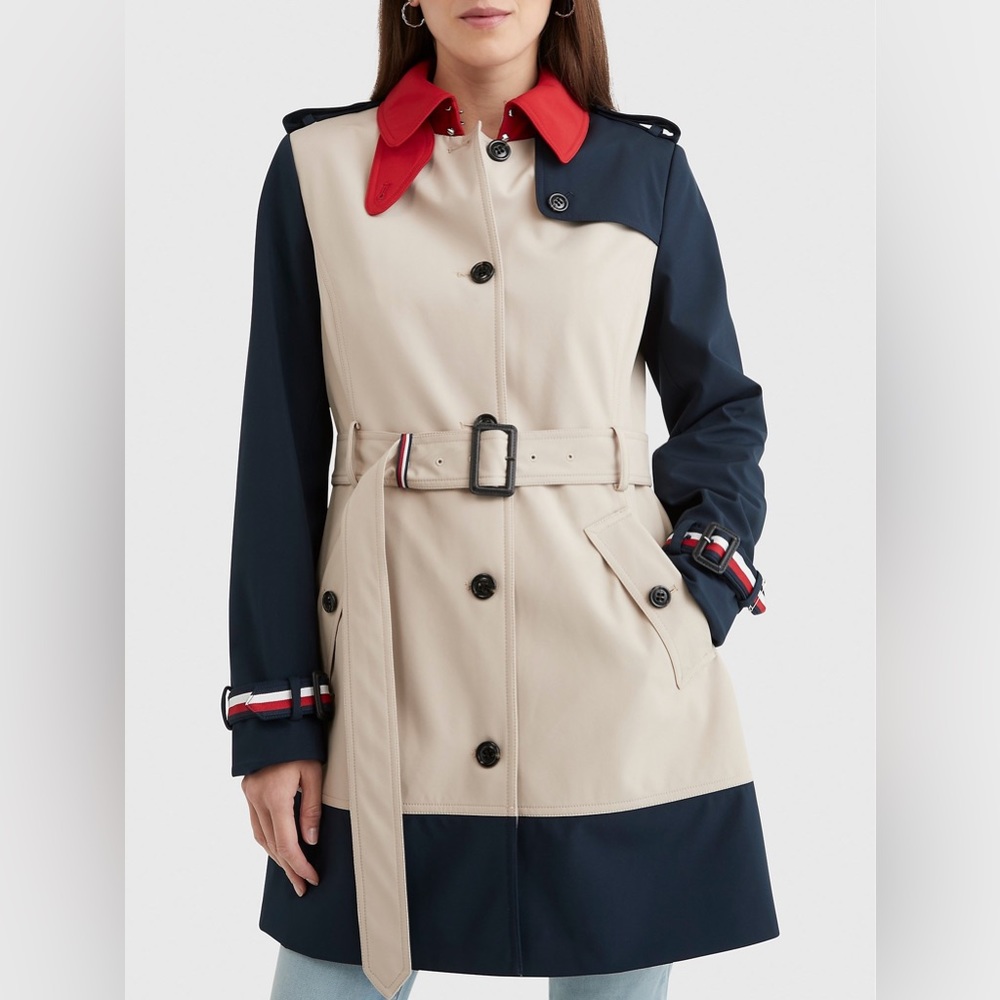 TOMMY HILFIGER COLORBLOCK TRENCH COAT